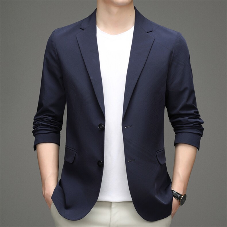 长袖2023年口袋中年翻领单排扣时尚春季上衣西服AJY2202,男装西服,钱塘6003（原4033）