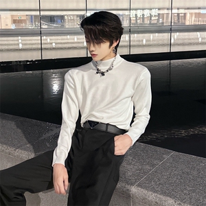 (自家图）半高领毛衣男秋冬黑色内搭保暖打底针织衫1520-P43图片