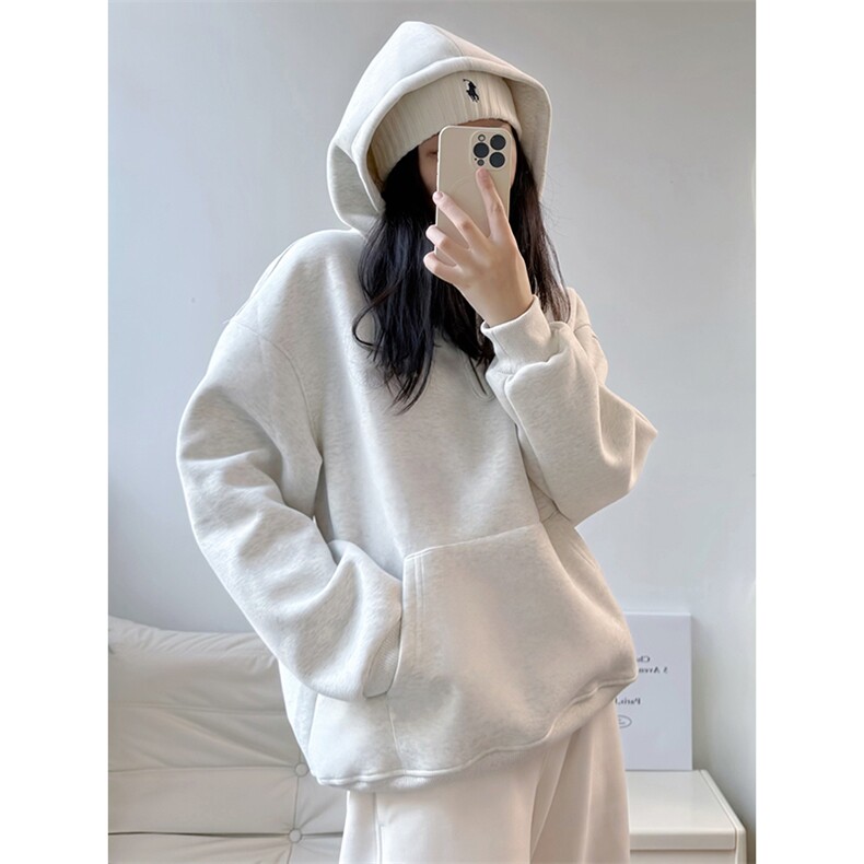 抖音得物高品质二开25秋冬美式重磅宽松纯色连帽拉链高领卫衣W65，男装卫衣，电商A486