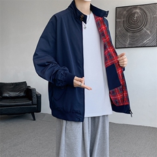 8XL-M美式复古棒球服外套男特大码潮牌双拉链立领夹克衫JK005P85，男装夹克，电商B312