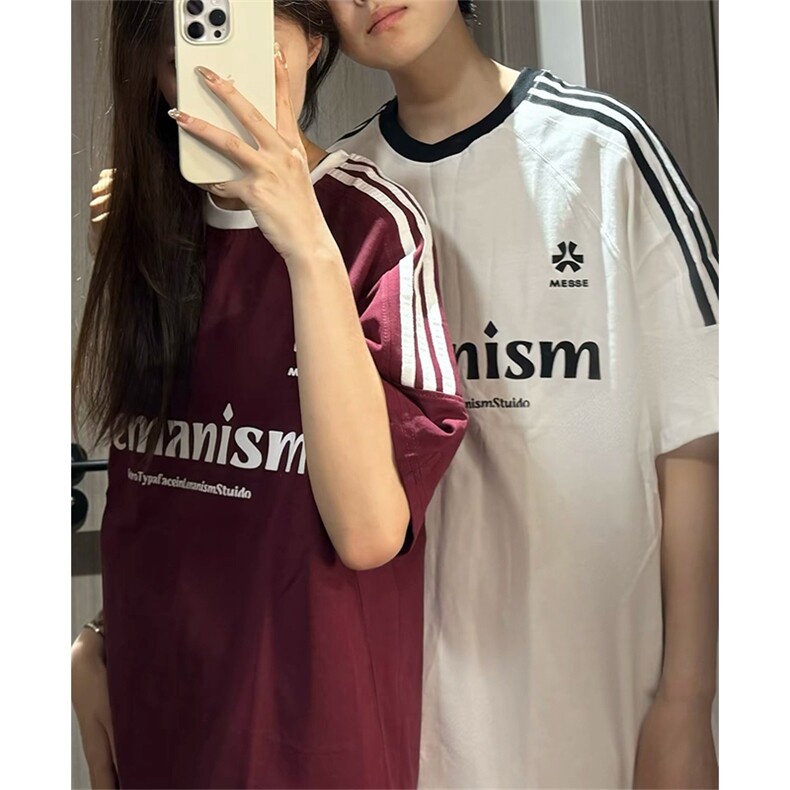 抖音得物供货240克宽松纯棉美式潮牌印花三杠半织带短袖T恤AT1601，男装T恤，电商A443