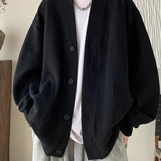 开衫卫衣男春秋黑色宽松重磅外穿潮牌2025新款高级感秋冬休闲外套，女装短外套，星座813-3