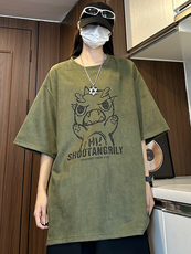 现货主推小恐龙印花麂皮绒短袖t恤男夏X416B-1-DY3022-特P25限39，男装T恤，星座416B-1