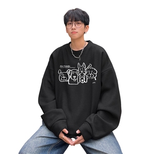 华夫格！华夫格上衣男圆领华夫格卫衣男大码长袖t恤男HY232-特P23图片