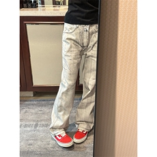 【有货】N1013LL-特P50水墨做旧牛仔裤男白色微喇脏脏裤子，男装牛仔裤，星座1007（原301D）