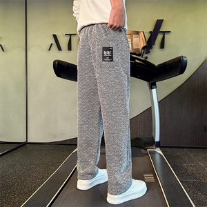 KK191-P58  阔腿休闲裤运动裤直筒宽松条纹高街男士弯刀裤图片