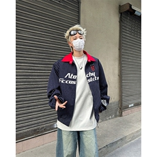 美式街头翻领条纹夹克男cleanfit高街宽松飞行服外套JK08566-P68，男装夹克，星座308B-2