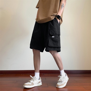 工装短裤男士夏季新款日系复古潮牌休闲裤多口袋宽松直筒五分裤子图片