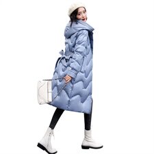2021冬季新款韩版中长款连帽羽绒服修身收腰优雅羽绒服外套，女装羽绒服，铭街依杨