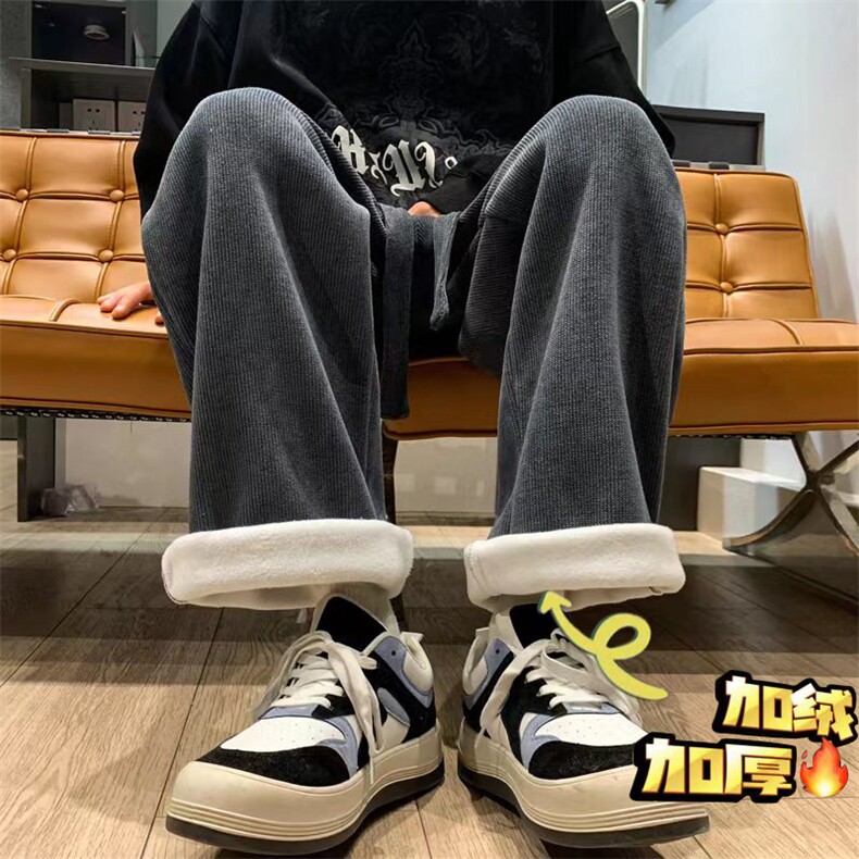 加绒重磅卫裤冬季男雪尼尔灯芯绒裤垂感阔腿裤993Ap65,男装休闲裤,电商D315A
