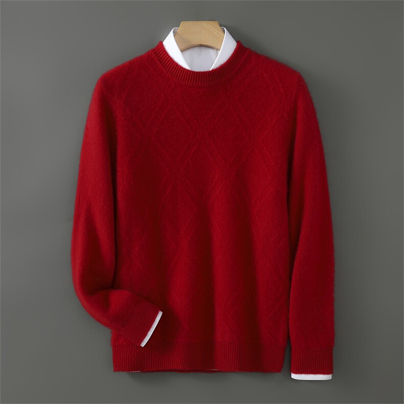 羊毛衫男士简约纯色套头毛衣百搭打底针织衫男装，男装羊毛衫，宇灿羊绒