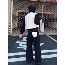 黑色牛仔裤男弯刀裤宽松直筒阔腿拖地牛仔长裤1001-1-N601-P45，男装牛仔裤，星座1001-1