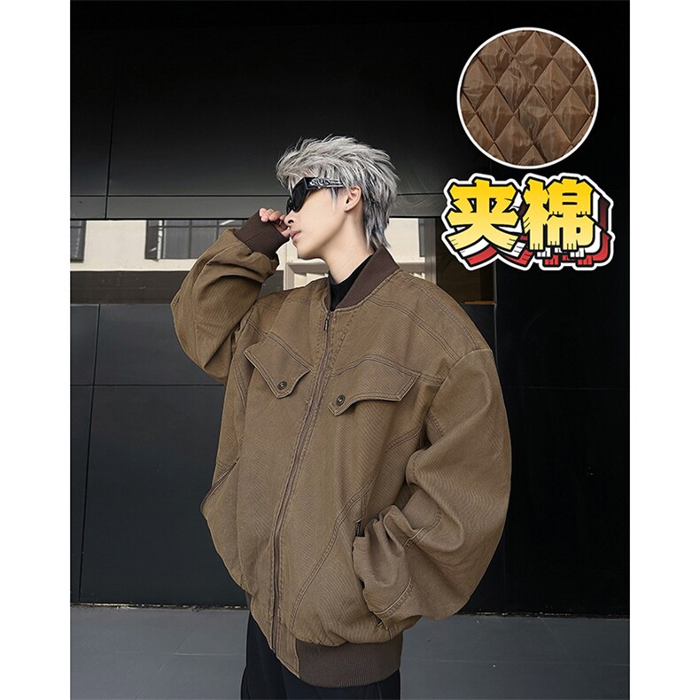 美式复古做旧工装夹克男女高级感宽松休夹棉保暖外套潮MY0867-P83,男装棉衣,星座308B-1