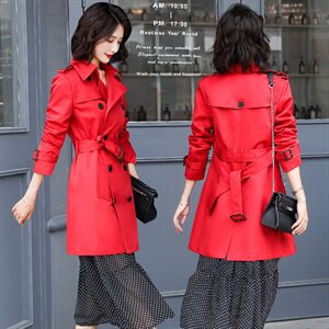风衣女士中长款2021秋冬季新款修身显瘦气质外套图片