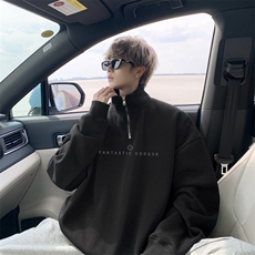 wassuphappy半拉链卫衣男秋冬季潮牌美式情侣上衣服宽松休闲外套，男装T恤，电商B316