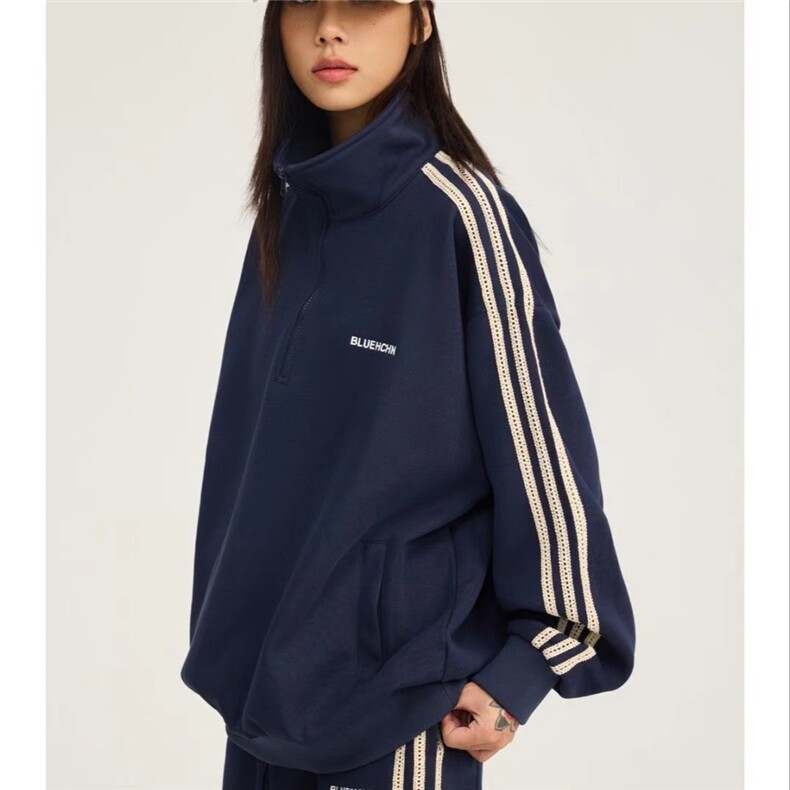 美式街头三条杠休闲立领开衫夹克女春秋季新品宽松情侣款上衣外套,男装夹克,星座218-1（原230）