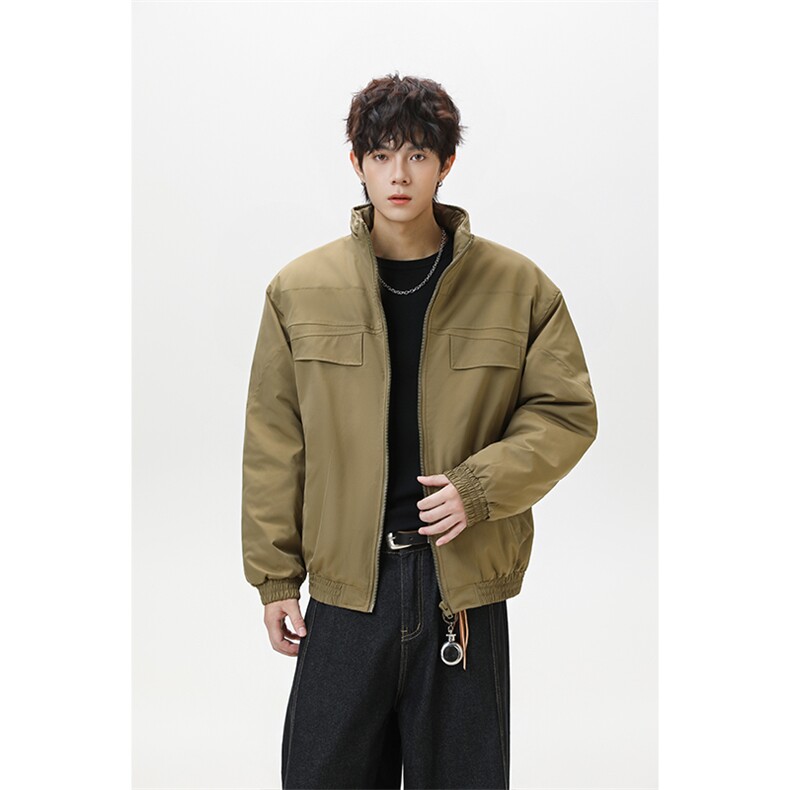 GENIOLAMODE高街解构立领男士棉服秋冬季加厚哈灵顿夹克宽松潮牌,男装棉衣,电商A003