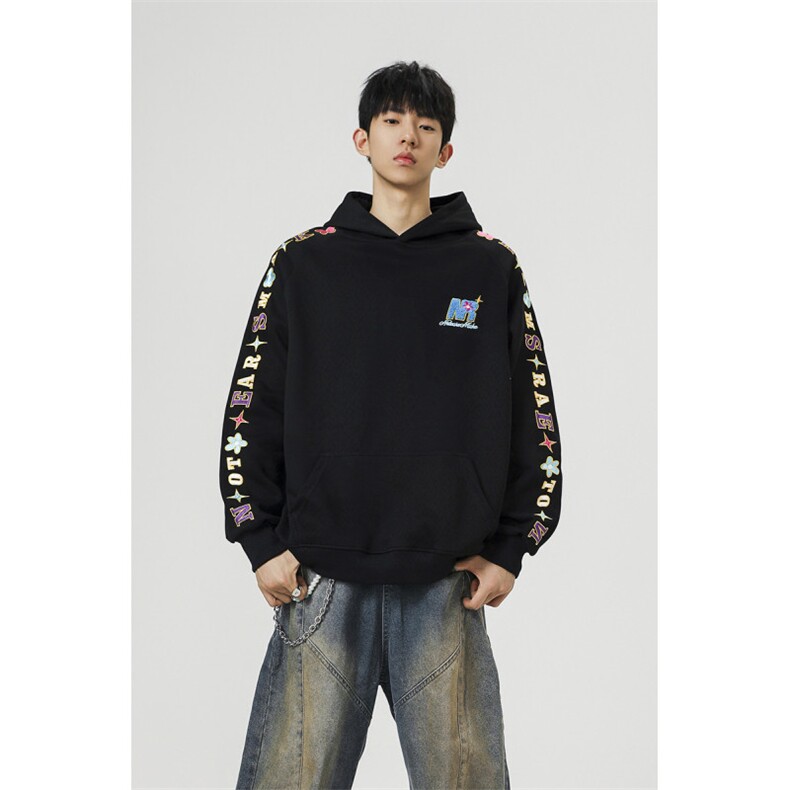 万针刺绣结构设计重磅秋冬全棉高品质美式高街连帽卫衣外套Y7716，女装短外套，电商A486-1