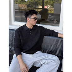 JY437-P54美式复古休闲慵懒风V领针织衫男纯色外套网图，男装针织衫/毛衣，星座1501-3