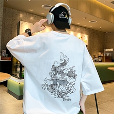2025新款生肖龙年印花短袖T恤大码M~5XLXZ604-DT216-P25控39，男装T恤，星座604
