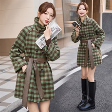 现货香风双面顺毛保暖外套冬季新款韩版女装时尚休闲气质送腰带，女装毛呢外套，韩美纤衣