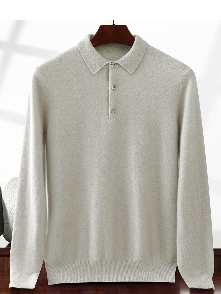2025年秋季新款男士十二针POLO领针织上衣时尚通勤休闲，男装针织衫/毛衣，绒创羊绒
