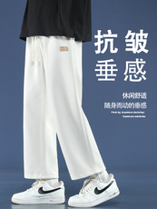 灰色阔腿裤卫裤直筒垂感宽松运动休闲百搭裤子WK02-1特批26，男装休闲裤，星座718-1