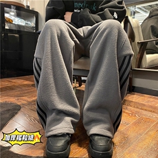 2025冬季新款潮流条纹保暖摇粒绒宽松休闲裤B315-K898-p55控78，男装休闲裤，电商B315
