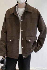 灯芯绒外套男款春秋季新款美式潮衣服工装夹克休闲上衣 jk555-P70图片