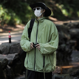 UPF50+复古简约纯色立领休闲防晒衣男女夏季新款百搭户外防晒衣图片