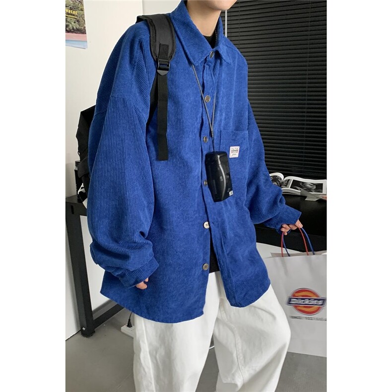 港风秋冬灯芯绒夹克外套长袖韩版工装衬衫宽松衬衣男女H202/P45,男装夹克,电商A221A
