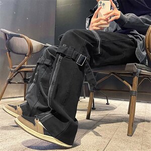潮牌潮流痞帅vibe风侧边拉链束脚裤美式高街休闲裤男 K3570-P40图片