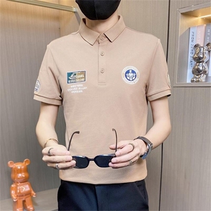 PL050-特P40撞色刺绣t恤男夏季修身短袖polo衫潮流翻领半袖图片