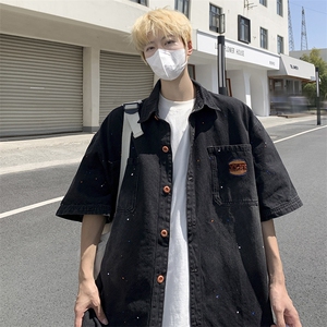 日系cityboy短袖衬衣夏季新款美式复古宽松衬衣男 现货W8229-52图片