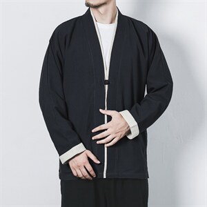 风唐装大码夹克外穿开衫复古休闲盘扣男装茶服道袍 JK602 P90图片