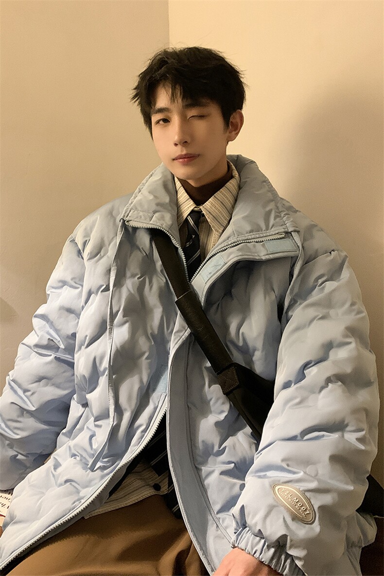 1定制面料棉衣大码M-5XL港风情侣半高领棉服外套男8707P125控168,男装棉衣,星座226-2