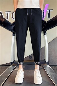 发型师潮流裤子痞帅网红修身小脚裤男士花边九分裤 A12-P45图片