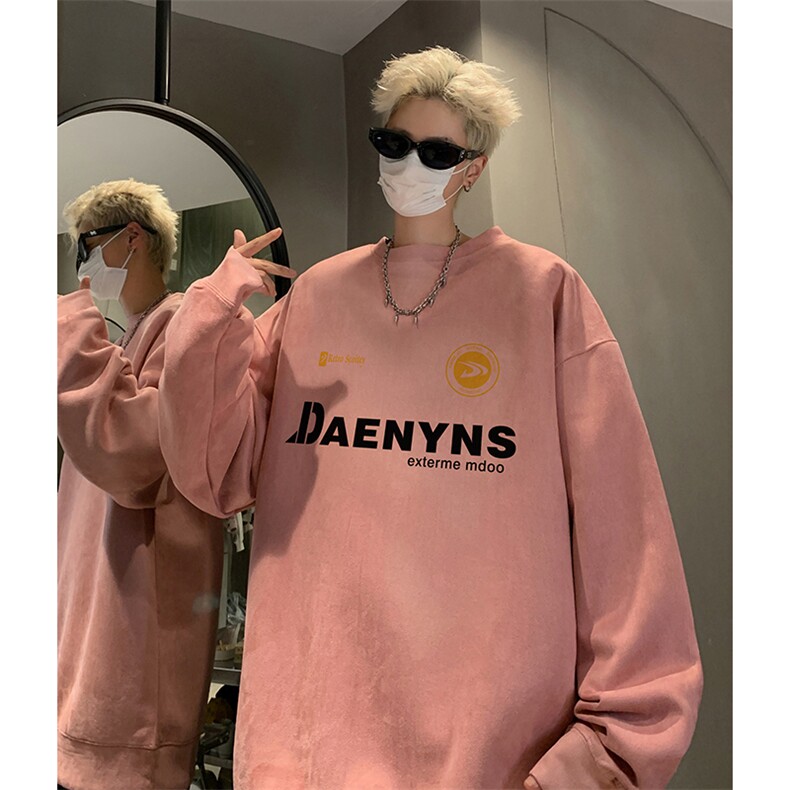 抖音得物供货提供视频秋冬重磅美式麂皮绒圆领卫衣JY390,男装卫衣,电商A486