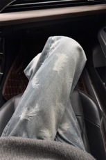 B221美式ins高街暗黑宽松直筒提花牛仔裤LK24397-特P52控88，男装牛仔裤，电商B221