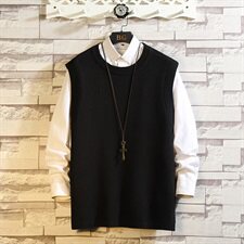 白墙日系简约圆领毛衣马甲男秋季百搭针织背心A090-MJ23P40限58，男装背心/马甲，电商A089-1