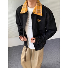 秋季美式覆古拼接牛仔外套男水洗宽松高级感工装夹克JWT01，男装工装外套，星座1116A（原606A-3）