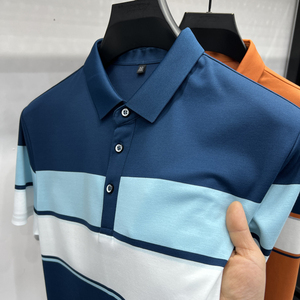 夏季新款男士短袖POLO杉高档轻商务翻领百搭中年爸爸装,时尚套装穿搭小白图片