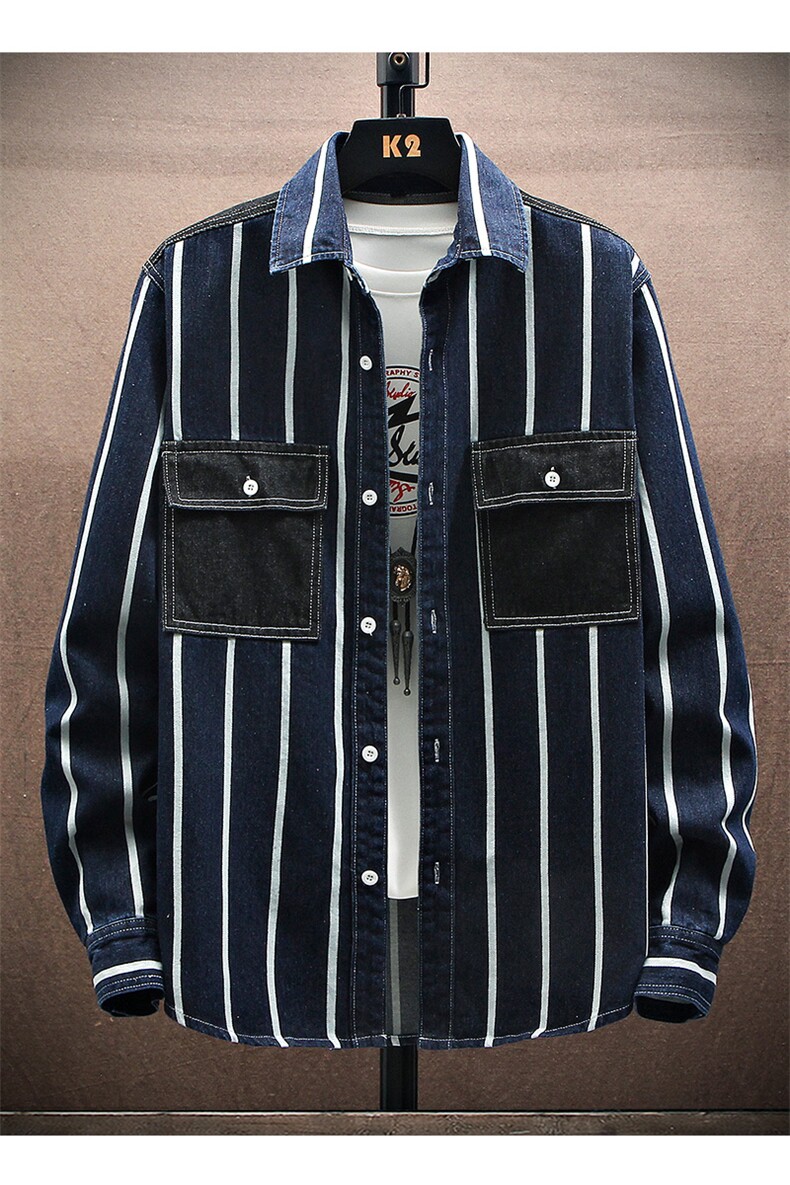 秋季流行男牛仔衬衣宽松休闲长袖衬衫外套XZ310B-3-CY955-P60,男装衬衫,星座310B-3
