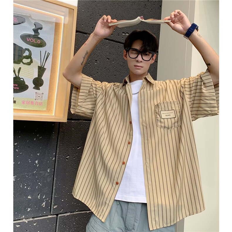 夏季新款衬衫潮流慵懒男方领衬衫P36,男装衬衫,星座1116-2