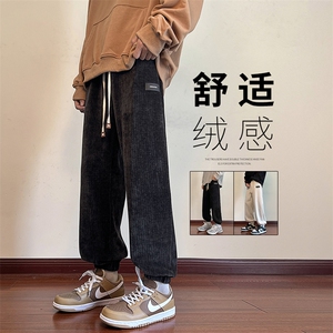 HQ1254-TP45 痞帅高级感重磅欧绒裤子男潮牌ins百搭运动休闲裤图片