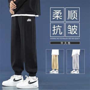 休闲百搭纯色卫裤高级灰美式潮牌宽松螺纹束脚裤WK608-1-特批25图片