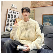 B303P52秋季拼色圆领毛衣男美式复古潮牌宽松，男装针织衫/毛衣，星座512-6