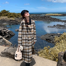 今年流行格子双面羊绒大衣女2024秋冬新款韩系高级感绵羊毛呢外套，女装毛呢外套，英标秀
