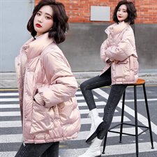 时尚款式亮面立领棉服2020年冬季时尚短款，女装棉衣/棉服，一安秀