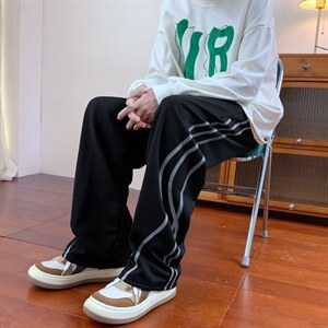 高街裤子男潮ins直筒宽松阔腿裤hiphop潮男欧美休闲长裤4318-p30